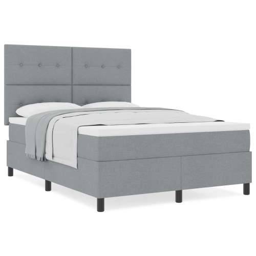 Krevet s box springom i madracem svijetlosivi 140x190 cm tkanina Cijena