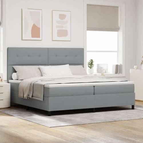 Box Spring Krevet s Madracem Svijetlo Sivi 200x200 cm Tkanina Cijena
