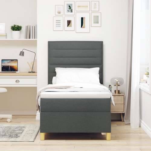 Krevet s box spring sustavom i madracem tamnosive boje 100x200 cm tkanina Cijena