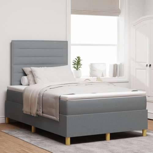 Box Spring Krevet s madracem Svijetlosiva 120x200 cm Tkanina Cijena