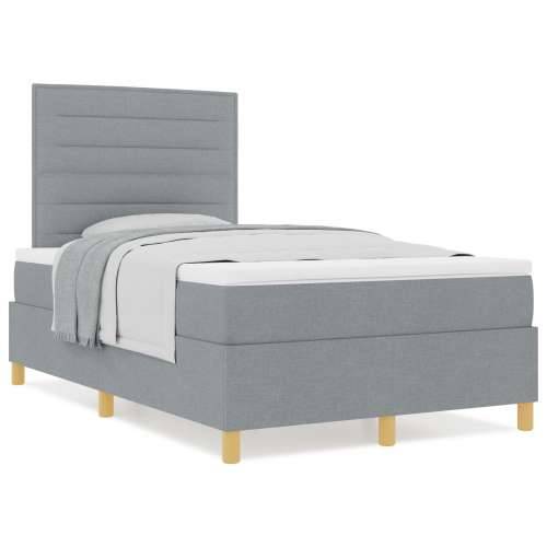 Box Spring Krevet s madracem Svijetlosiva 120x200 cm Tkanina Cijena