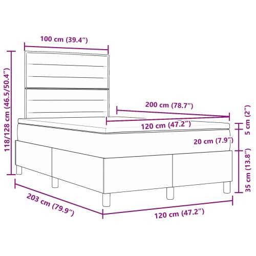 Krevet s box springom i madracem tamnosmeđi 120x200 cm tkanina Cijena