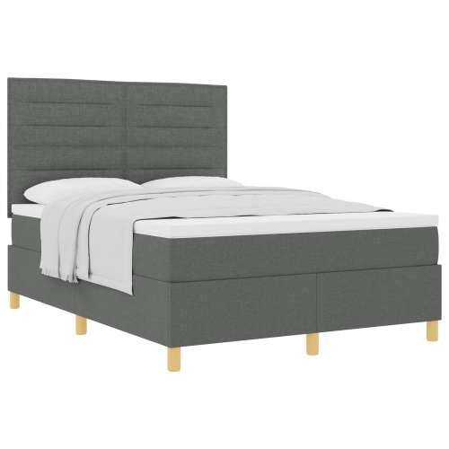 Box Spring Krevet s Madracem Tamno Siva 140x200 cm Tkanina Cijena