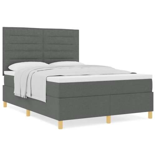 Box Spring Krevet s Madracem Tamno Siva 140x200 cm Tkanina Cijena