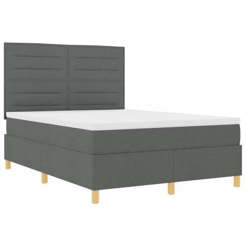 Box Spring Krevet s Madracem Tamno Siva 140x200 cm Tkanina Cijena