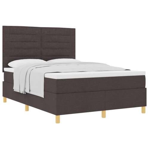 Krevet s Box Springom i madracem tamno smeđa 140x200 cm tkanina Cijena