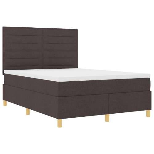Krevet s Box Springom i madracem tamno smeđa 140x200 cm tkanina Cijena
