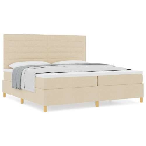 okvir kreveta s oprugom i madracem krem 200x200 cm tkanina Cijena
