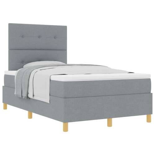 Box Spring krevet s madracem u svjetlosivoj boji 120x200 cm Tkanina Cijena