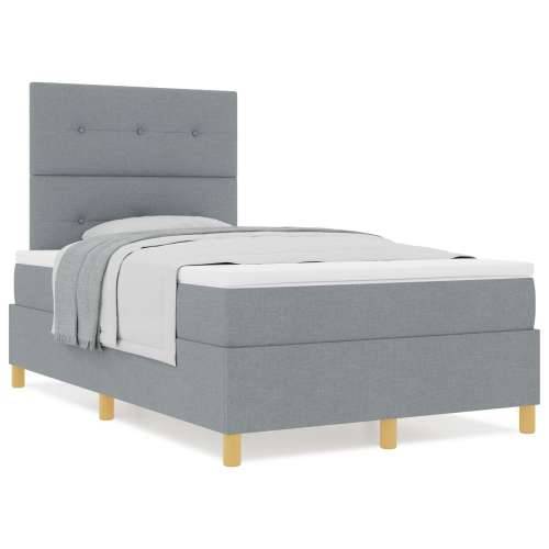 Box Spring krevet s madracem u svjetlosivoj boji 120x200 cm Tkanina Cijena