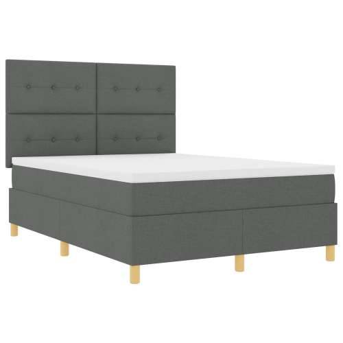 Box Spring Krevet s madracem Tamno siva 140x200 cm Tkanina Cijena