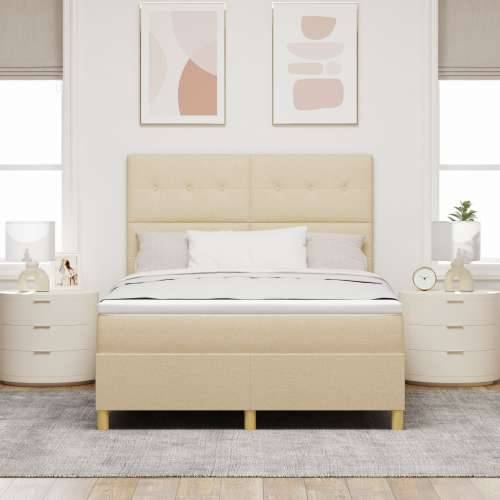 Krevet s kutijom oprugom i madracem krem 140x200 cm tkanina Cijena