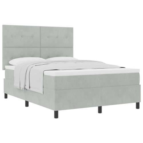 Box Spring Krevet s Madracem Svjetlosiva 140x190 cm Baršun Cijena