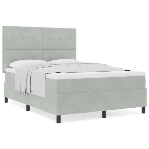 Box Spring Krevet s Madracem Svjetlosiva 140x190 cm Baršun Cijena