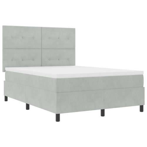 Box Spring Krevet s Madracem Svjetlosiva 140x190 cm Baršun Cijena