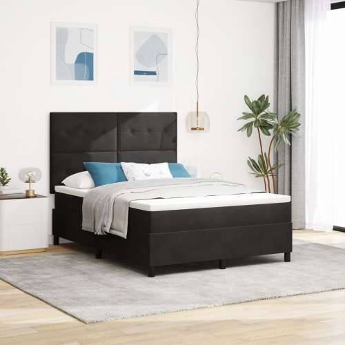Box Spring krevet s madracem Crna 140x200 cm Baršun Cijena