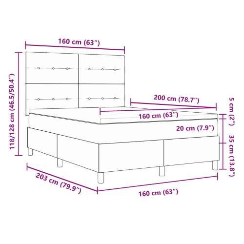 Box Spring Krevet s Madracem Tamno Sivi 160x200 cm Baršun Cijena