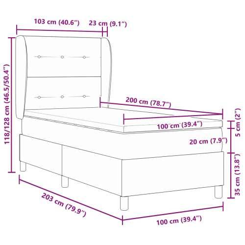 Box Spring Krevet s Madracem Tamno Smeđi 100x200 cm Tkanina Cijena