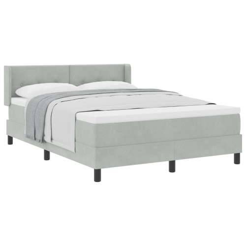 Box Spring Krevet s Madracem Svjetlosiva 140x200 cm Baršun Cijena