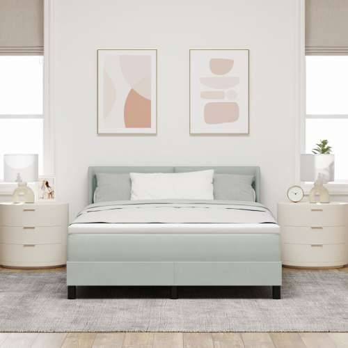 Box Spring Krevet s Madracem Svjetlosiva 140x200 cm Baršun Cijena