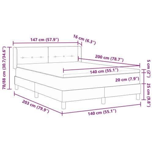 Box Spring Krevet s Madracem Svjetlosiva 140x200 cm Baršun Cijena