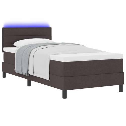 Box Spring Krevet s Madracem i LED Tamnosmeđi 90x200 cm Tkanina Cijena