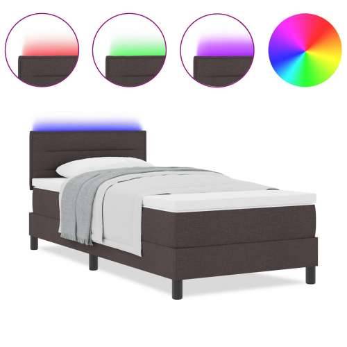 Box Spring Krevet s Madracem i LED Tamnosmeđi 90x200 cm Tkanina Cijena