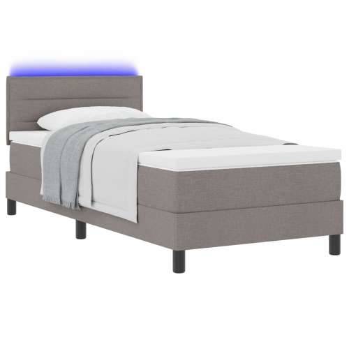Box Spring Krevet s Madracem & LED Taupe 100x200 cm Tkanina Cijena