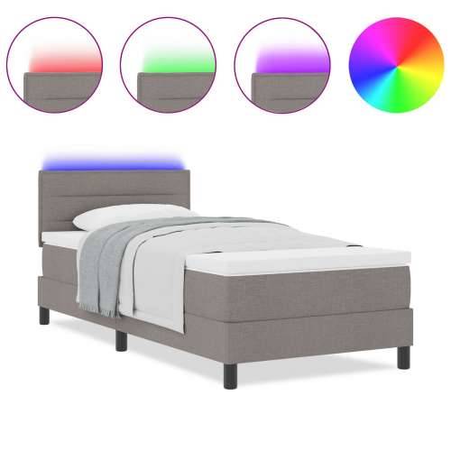 Box Spring Krevet s Madracem & LED Taupe 100x200 cm Tkanina Cijena
