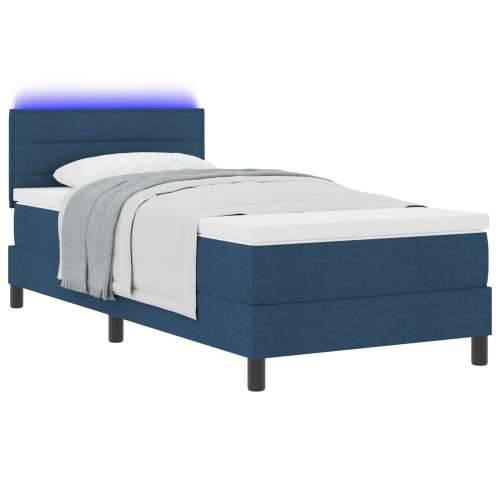 Box Spring Krevet s Madracem i LED Plavom 100x200 cm Tkanina Cijena
