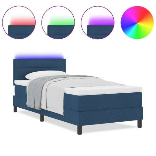 Box Spring Krevet s Madracem i LED Plavom 100x200 cm Tkanina Cijena