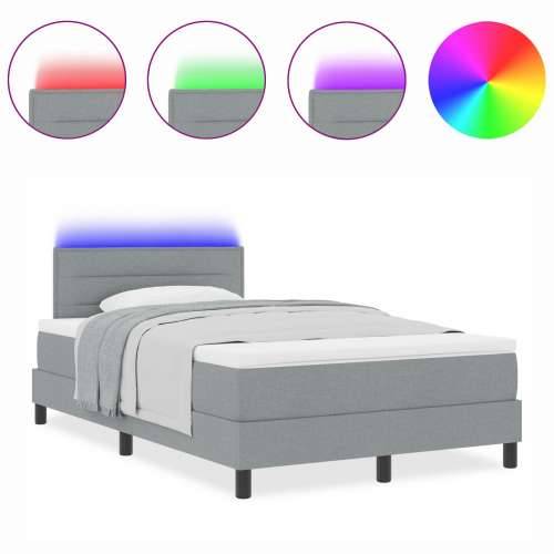 Krevet sa podlogom i madracem & LED svjetlom sivo 120x200 cm tkanina Cijena