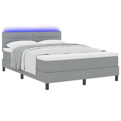 Box Spring Krevet s madracem i LED svjetlom Svijetlo sivi 140x190 cm Tkanina Cijena