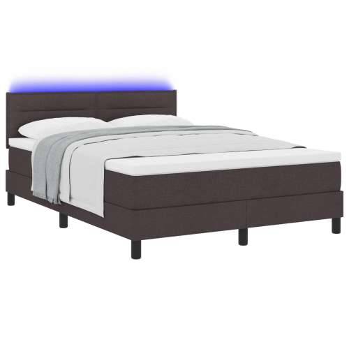 Box Spring Krevet s Madracem i LED Osvjetljenjem Tamno Smeđi 140x200 cm Tkanina Cijena