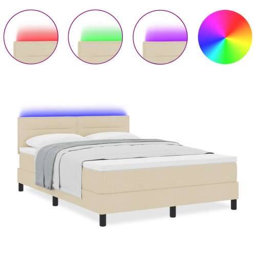 Box Spring Krevet s Madracem i LED Osvjetljenjem Bež 140x200 cm Tkanina Cijena