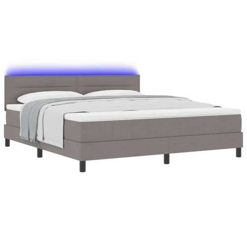 Box Spring Krevet s Madracem & LED Taupe 180x200 cm Tkanina Cijena