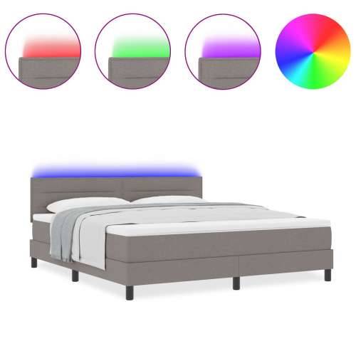 Box Spring Krevet s Madracem & LED Taupe 180x200 cm Tkanina Cijena