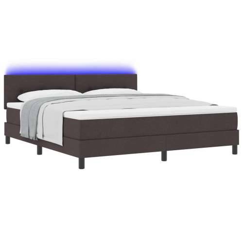 Box Spring Krevet s Madracem & LED Tamno Smeđi 180x200 cm Tkanina Cijena