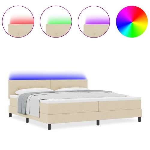 Krevet s podnicom i madracem & LED Krem 200x200 cm Tkanina Cijena