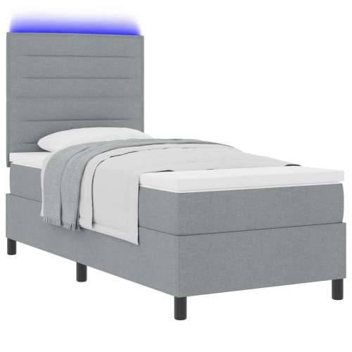 Krevet s boxspringom s madracem i LED svjetlom svjetlosiva 100x200 cm tkanina Cijena