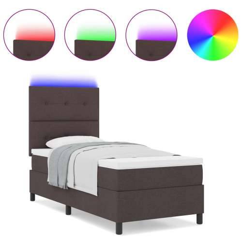 Krevet s box springom s madracem & LED tamnosmeđi 90x200 cm tkanina Cijena