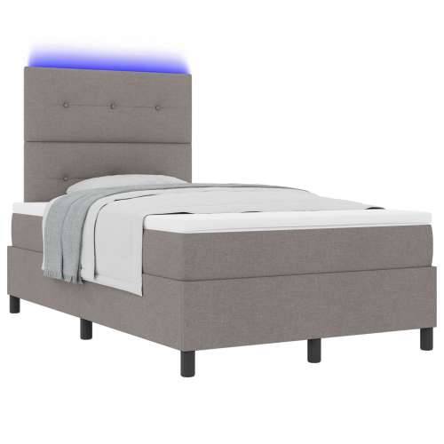 Krevet s oprugom s madracem i LED svjetlom Taupe 120x200 cm Tkanina Cijena