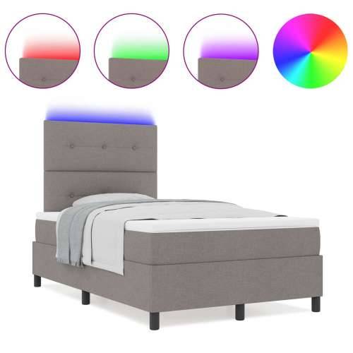 Krevet s oprugom s madracem i LED svjetlom Taupe 120x200 cm Tkanina Cijena