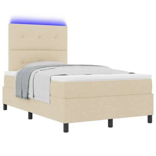Box Spring Krevet s madracem & LED Bež 120x200 cm Tkanina Cijena