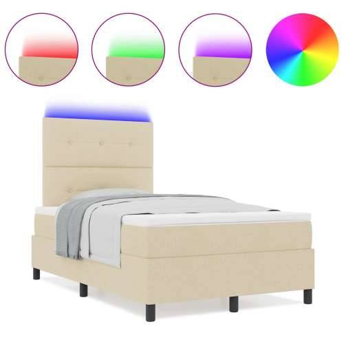 Box Spring Krevet s madracem & LED Bež 120x200 cm Tkanina Cijena