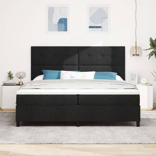 Box Spring krevet s madracem i LED crni 200x200 cm Tkanina Cijena
