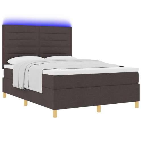 Krevet s oprugama i madracem & LED Tamno smeđi 160x200 cm Tkanina Cijena