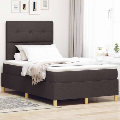 Box Spring kreveta s madracem i LED-om Tamnosmeđi 120x200 cm Tkanina Cijena
