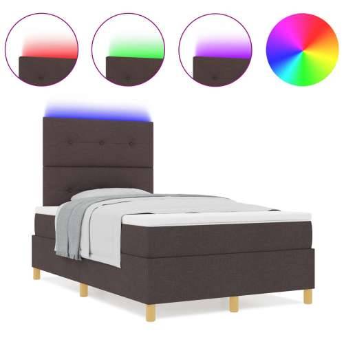 Box Spring kreveta s madracem i LED-om Tamnosmeđi 120x200 cm Tkanina Cijena