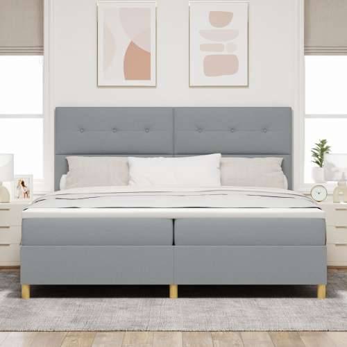 Box Spring Krevet s Madracem & LED Osvjetljenjem Svjetlosiva 200x200 cm Tkanina Cijena